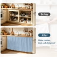 thumbnail image 4 of Dusty Blue Solid Cabinet Curtains 35" W x 35" L, Minimalist Tropical Blue Linen Texture Coastal Under-Desk Privacy Dust Proof Drape Dishwasher Curtain Sink Skirt for Kitchen Closet Bathroom Laundry, 4 of 9