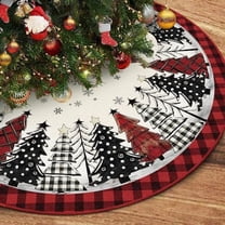 FlareFable 36Inch Plaid Linen Christmas Tree Skirt Decorations, Round Xmas Cover for Christmas Party Mat Indoor, Fun Home Tree Skirt, Perfect Winter Holiday Christmase Decorations