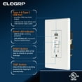 thumbnail image 4 of ELEGRP 15 Amp Tamper Resistant Self-Test GFCI Outlet & 24W In-Wall USB Charger combo Receptacle, Type A & Type C, Midsize Screwless Wall Plate included, UL & CUL Listed, White, 3 pack, 4 of 11