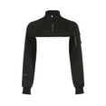 thumbnail image 6 of hirigin Women Fashion Personality Crop Tops Solid Color Stand Collar Long Sleeve Zipper Short Jacket Pockets Cargo Tops Streetwear, 6 of 9