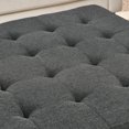 thumbnail image 4 of GZXS Upholstered Coffee Table Ottoman with Open Shelf, 34.25" Square Linen Tufted Footrest, Beech Wood Frame, 400lbs Capacity, Dark Gray, 4 of 9