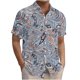 thumbnail image 1 of Blusa y camisa de manga corta con cuello vuelto para hombre, camisa hawaiana informal con estampado floral, camisa de manga corta con solapa, blusa, camisa de poliéster para hombre, 1 of 6