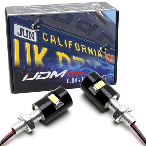 Black Finish Stub-Mount Xenon White LED Number Plate Lights For Jeep/SUV Truck Spare Tire Mount License Plate or Relocated License Plate