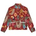 thumbnail image 4 of Jackets for Women Winter Coat Jackets Flannel Stand Collar Jacket(Jungle Animals Floral Print,Size:S-4XL), 4 of 7