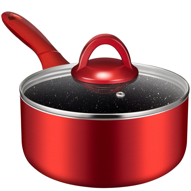 WearEver Cook & Strain Nonstick 1.2-Quart Saucepan, Red
