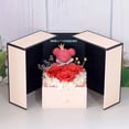 thumbnail image 6 of Perpetual Flowers Double Open Bear Jewelry Double Open Surprise Box Mother's Day Valentine's Day Gift for Mom Lover Wrapping Box (Three Red Flowers,13X13X17.5cm), 6 of 6