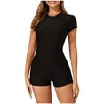 thumbnail image 2 of UPPADA Womens Zipper Front Bathing Suits One Piece Athletic Swimsuit Short Sleeve Flattering Swimsuits Ladies Full Coverage One Piece Swimsuit Black,L, 2 of 9