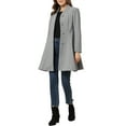 thumbnail image 2 of INSPIRE CHIC Women's Winter Coat A-Line Long Sleeve Single Breasted Peplum Hem Long Coat M Light Gray, 2 of 6