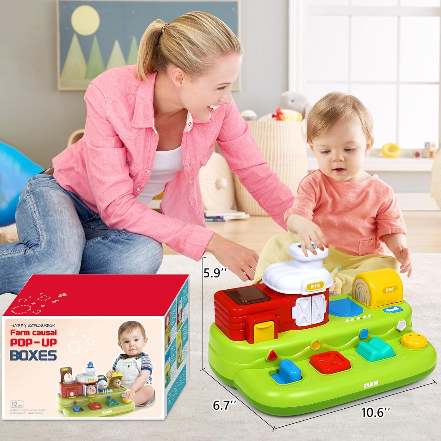 LINXUXIE Pop-up Animals Montessri Toys, Educational Music & Sorting Colors for Kids, Birthday Christmas Gifts for 1-3  3-5 5-8 Year Old
