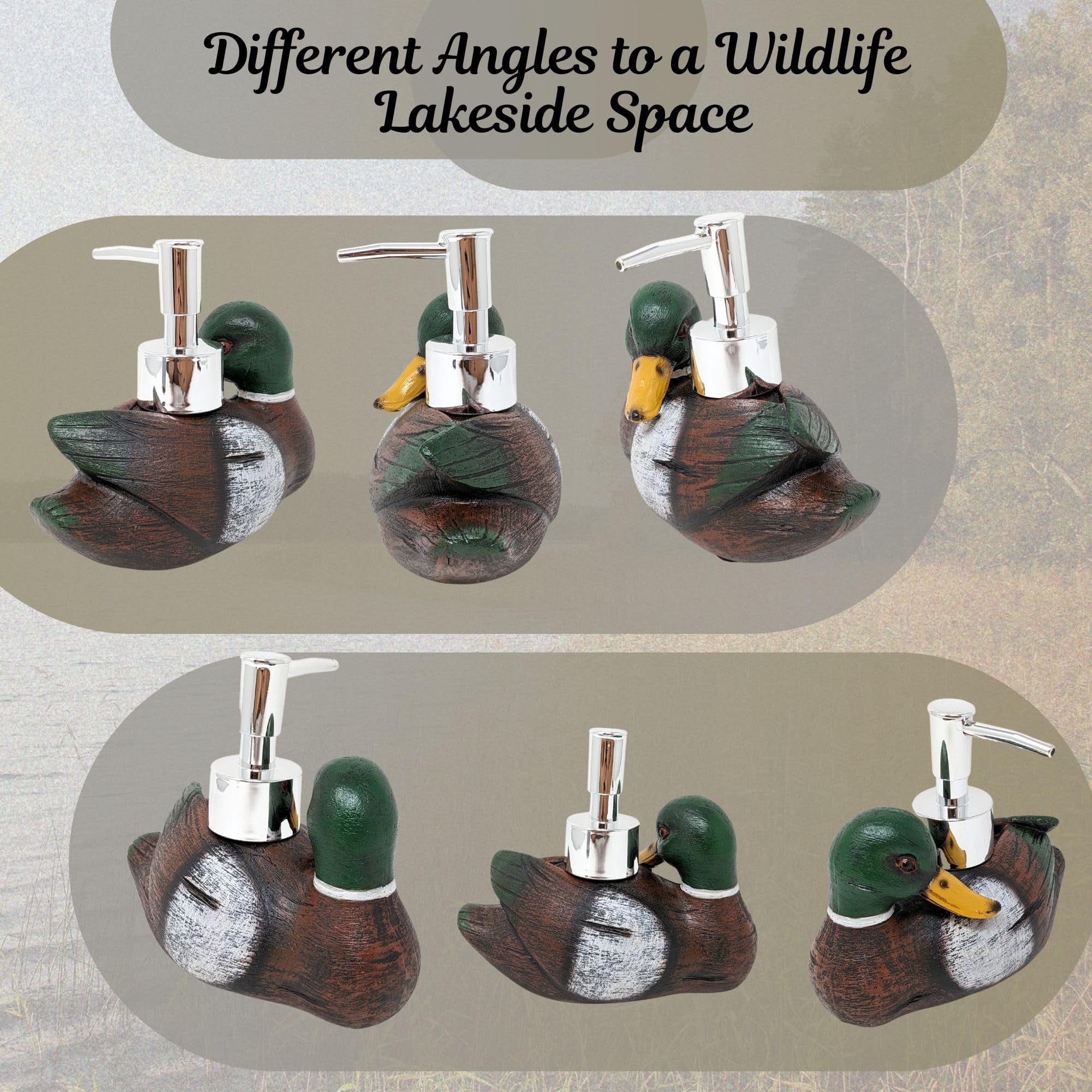Mallard Duck Countertop Soap Pump Dispenser - Lakeside-Inspired Bathroom Accessories - Ideal for Duck Hunters and Lakehouse Lovers