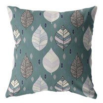 20†Pine Green Leaves Indoor Outdoor Throw Pillow