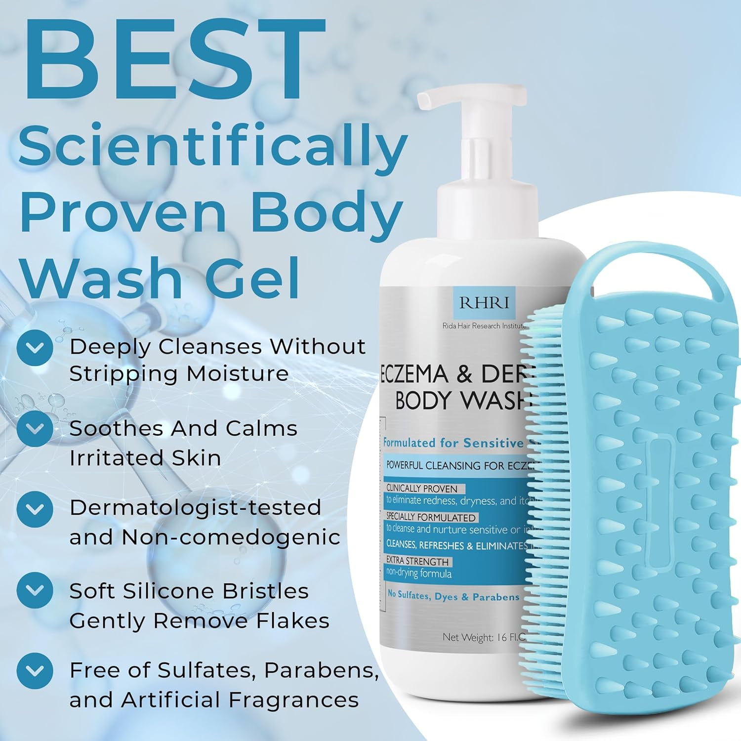 Eczema Body Wash | Sensitive Skin Wash Gel | Soothing Cleanser for Eczema Prone Skin | Reduces Dryness & Itching
