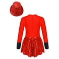 thumbnail image 2 of YEAHDOR Kids Girls Bow Tie Tuxedo Gymnastic Leotard Shiny Sequins Jazz Latin Dance Costume Red-B 6, 2 of 7
