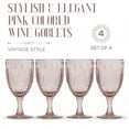 thumbnail image 2 of Elle Decor Set of 4 Wine Goblets Pink Colored Glassware Set Colored Wine Glasses, Vintage Glassware Sets, 10 oz, 2 of 7