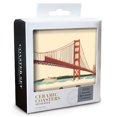 thumbnail image 2 of San Francisco, California, Golden Gate Bridge, Contour (Absorbent Ceramic Coasters Set of 4 Matching Images, Cork Back, Kitchen Table Decor), 2 of 3