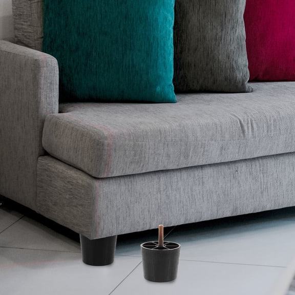 RENACLIPY 4-Pack Black Adjustable Sofa Leg Risers and Furniture Levelers for Improved Stability and Extra Height
