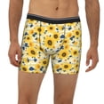 thumbnail image 2 of Men'S Boxer Briefs, Navy Blue Leaf Sunflower Soft And Breathable Mens Underwear Boxer Briefs With Widen Waist, 2 of 2