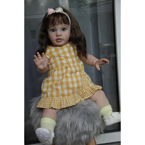 KOKOMANDY Big Reborn Toddler Dolls 26 inch Reborn Doll Realistic Girl That Look Real Life Baby Dolls Soft Cloth Body Weighted Doll Rooted Brown Hair