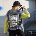 thumbnail image 2 of Mochila con remaches personalizada con cabeza de calavera dorada tridimensional original, tendencia de moda europea y americana, mochila para mujer, 2 of 5