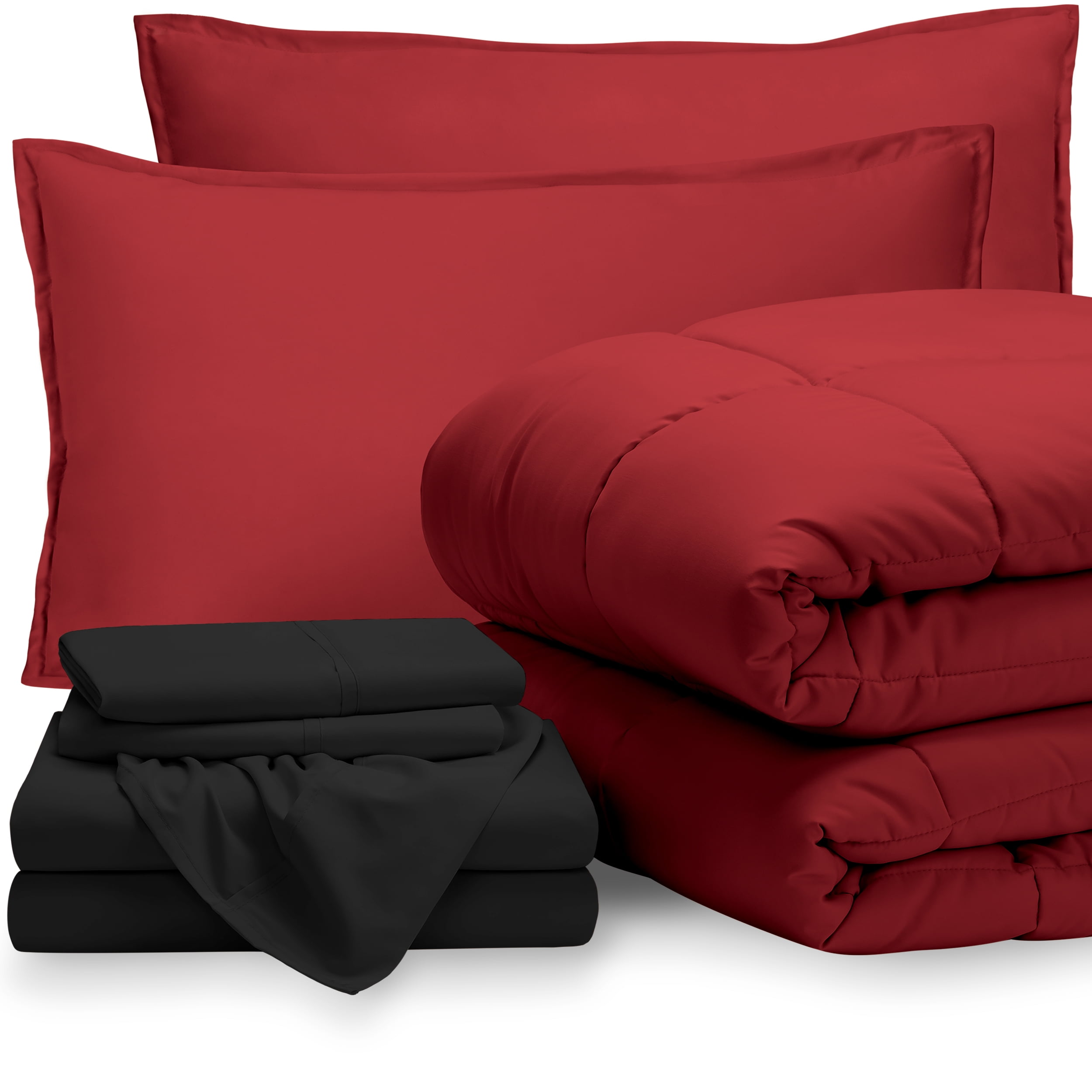 7 Piece Bed In A Bag King Comforter, Red Bed In A Bag King Size