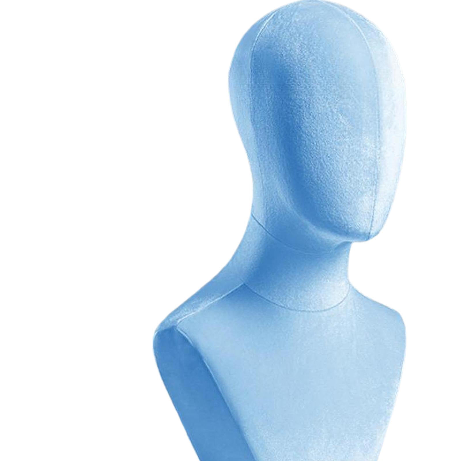 Serenable Mannequin Head Manikin Head Model Stable Base Professional Elegant Holder Hat Display Stand for Jewelry Hair Accessories Blue