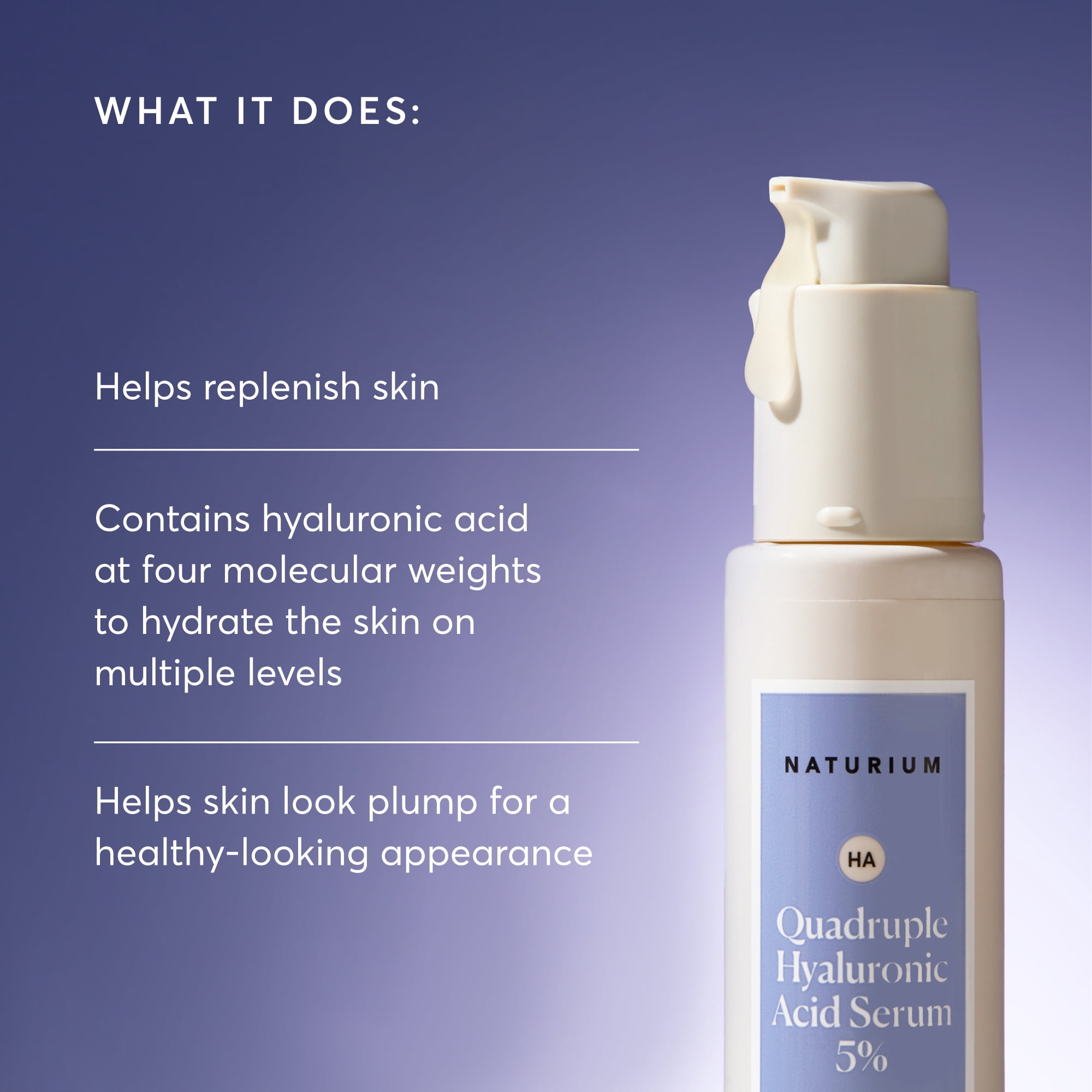 Naturium Quadruple Hyaluronic Acid Serum 5%, Hydrating & Plumping Face Serum, Anti-Aging & Moisturizing Skin Care, Fragrance-Free, 1 oz