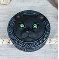 thumbnail image 7 of Celtic Pentagram Knotwork Black Cat With Rolling Green Eyes Round Decorative Box, 7 of 7