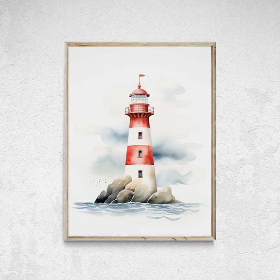 Lighthouse Print, Coastal Nursery Art, Unframed Paper Poster 8x10in