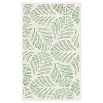 SAFAVIEH Jardin Cyan Leaves Area Rug, Ivory/Green, 4' x 6'