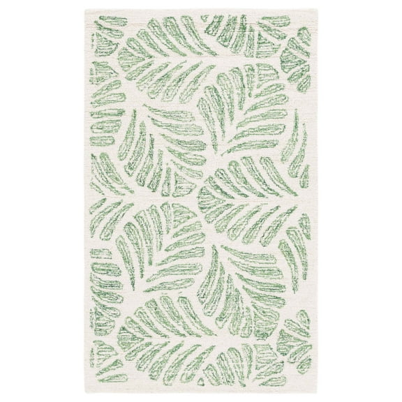 SAFAVIEH Jardin Cyan Leaves Area Rug, Ivory/Green, 4' x 6'