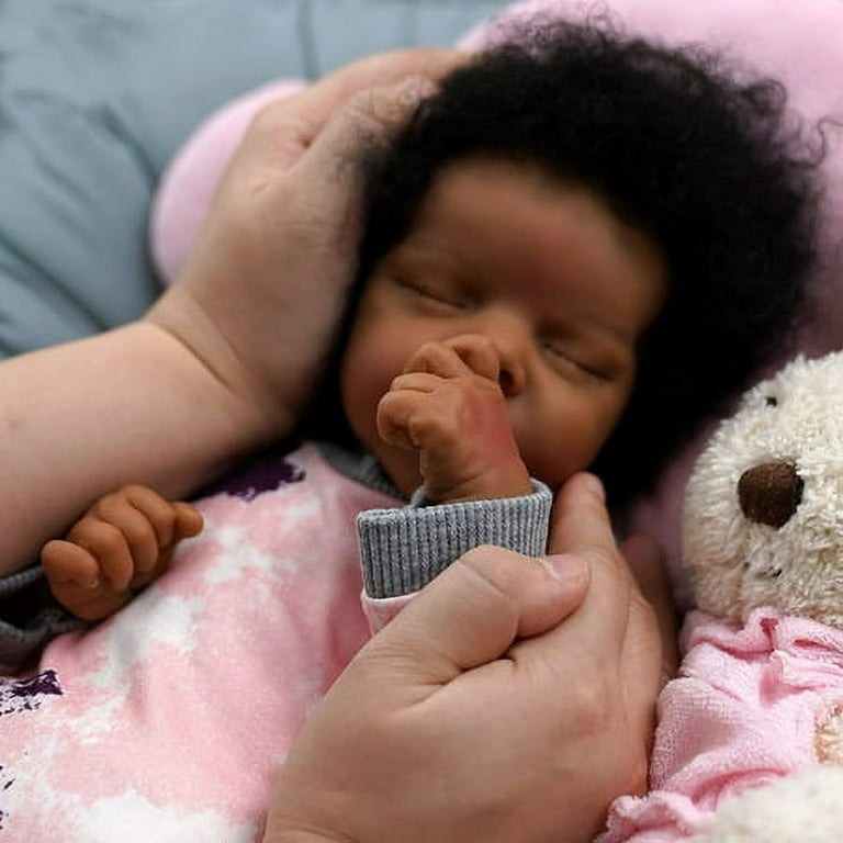 Realistic African American Girl Doll Reborn Dolls Newborn Vinyl
