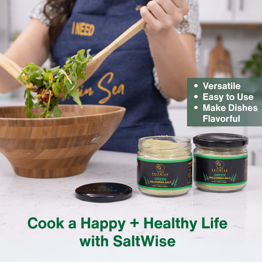 SaltWise Low Sodium Green Salicornia Salt, Plant-Based, 14.1 oz (400g)