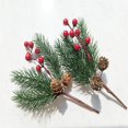 thumbnail image 1 of Material hecho a mano DIY simulación agujas de pino bayas rojas de Navidad ramas de pino decoración de árbol de Navidad ramo, 1 of 6