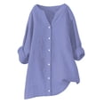 thumbnail image 3 of Women Loose Button Down Blouses Long Sleeve Solid Casual All Occasions, 3 of 3