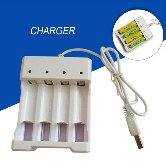 QHUDLV USB Plug Fast Battery Charger,For AA AAA Rechargeable Slots, 4 Slots for Quick Charging