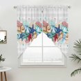 thumbnail image 2 of Swag Valance Curtains for Windows, Summer Starfish Light Filtering Kitchen Curtains, Blue Coral Beach Couch Coastal Grey Plaid Window Treatment Valances for Living Room, 28x36 - 2 PCS, 2 of 9