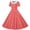 Red, variant on Women's Vintage Plaid Print Short Sleeve Dress Button Front Waist Definition A Line Flared Midi Dress Yellow