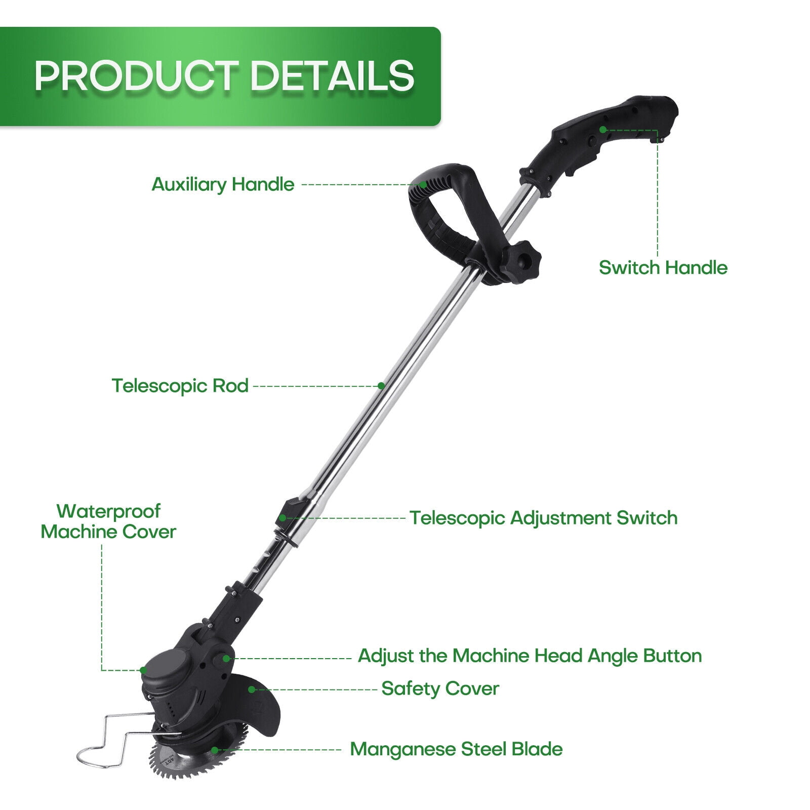 SHCKE Cordless Grass Trimmer Lawn Mower Electric Handheld String Strimmer lectric Brush Cutter Cordless Electric Edger Lawn Tool for Lawn Garden Pruning and Trimming, 800W/1200W