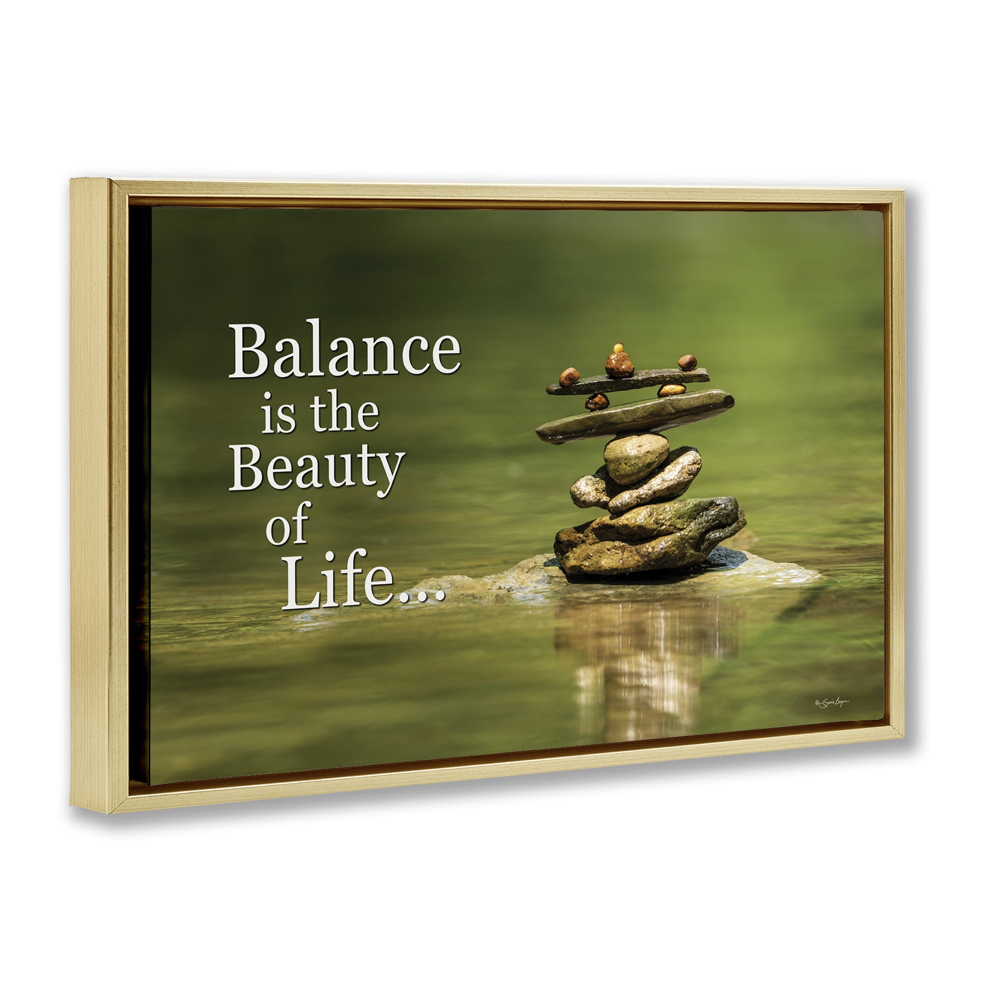 Stupell Industries Balance Is Beauty Landscape & Nature Painting Gold Floater Framed Canvas Art Print Wall Art, 31 x 21