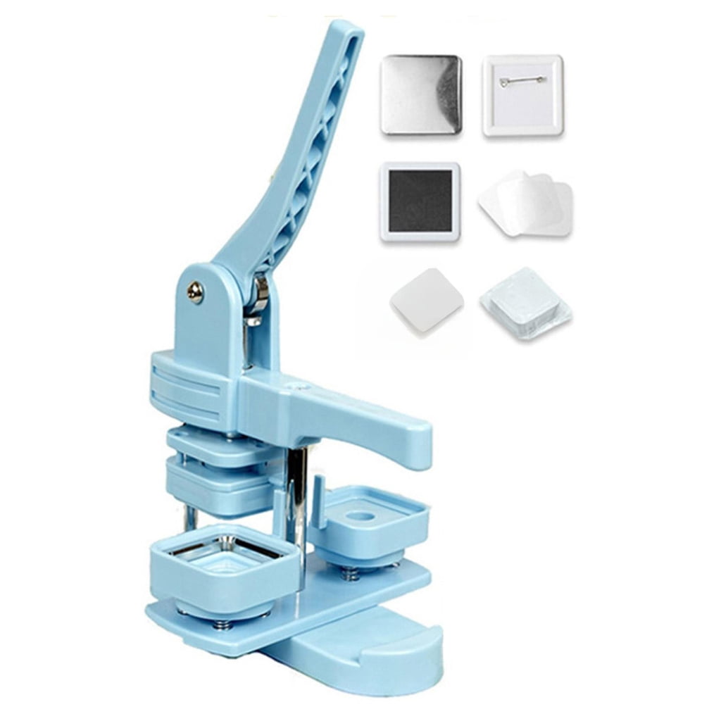 Pin Button Maker Machine 55MM Square Button Maker Badge Button Press with 100Pcs Covers Button Paper and Film for Badge