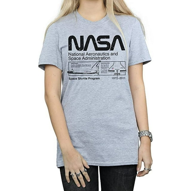 NASA T-Shirt Boyfriend Classique pour Femmes avec Navette Spatiale