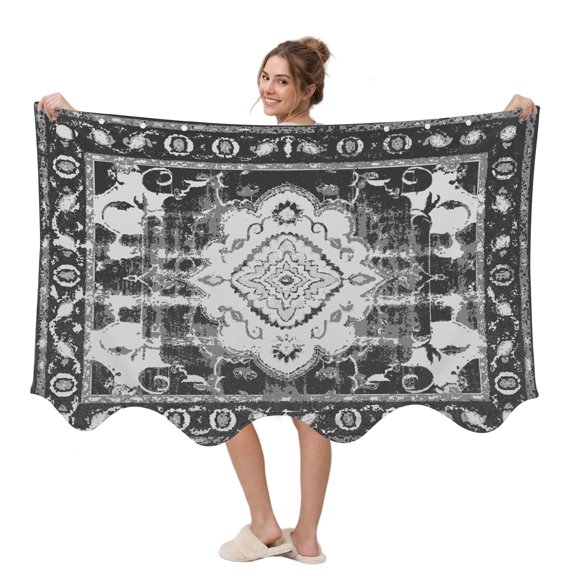 Retro Ethnic Wearable Blanket, Tribal Boho Plush Thick Cozy Flannel Oversized Adult Throw Body Wearable Blankets with Pocket Gifts for Women Men 45x64in