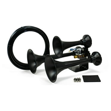Outlaw Black 2 Gallon 150PSI Train Horn Kit - 3 Trumpet Horn With Compressor