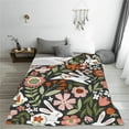 thumbnail image 5 of Pofeuu Rabbits on Floral Print Ultra-Soft Micro Fleece Blanket,for Bed Or Sofa,All Season Throw Blankets Flannel Blanket-60"x50", 5 of 7