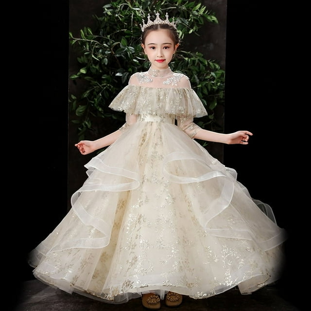 Vestido de pasarela para niños, vestido de princesa anfitriona, vestido de niña de las flores, boda, niña, cumpleaños de niña, hilo hinchado