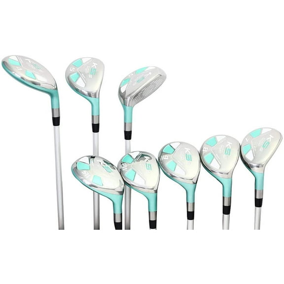 Majek Seafoam Teal Petite Ladies Golf Hybrids Irons Set New Petite Women Best All True Hybrid Ultra Light Weight Forgiving Woman Complete Package Includes 4 5 6 7 8 9 PW SW All Lady Flex Utility Clubs