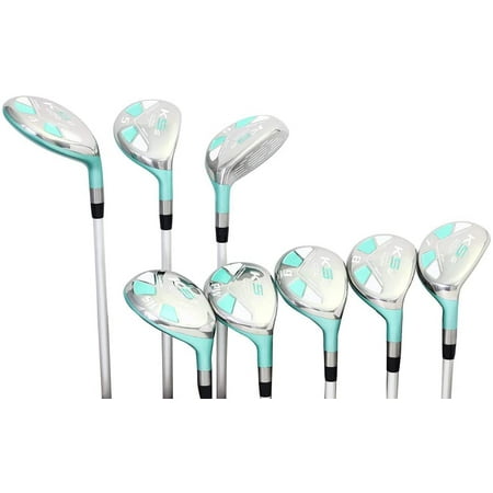 Majek Seafoam Teal Ladies Golf Hybrids Irons Set New Womens Best All True Hybrid Ultra Light Weight Forgiving Woman Complete Package Includes 4 5 6 7 8 9 PW SW All Lady Flex Utility