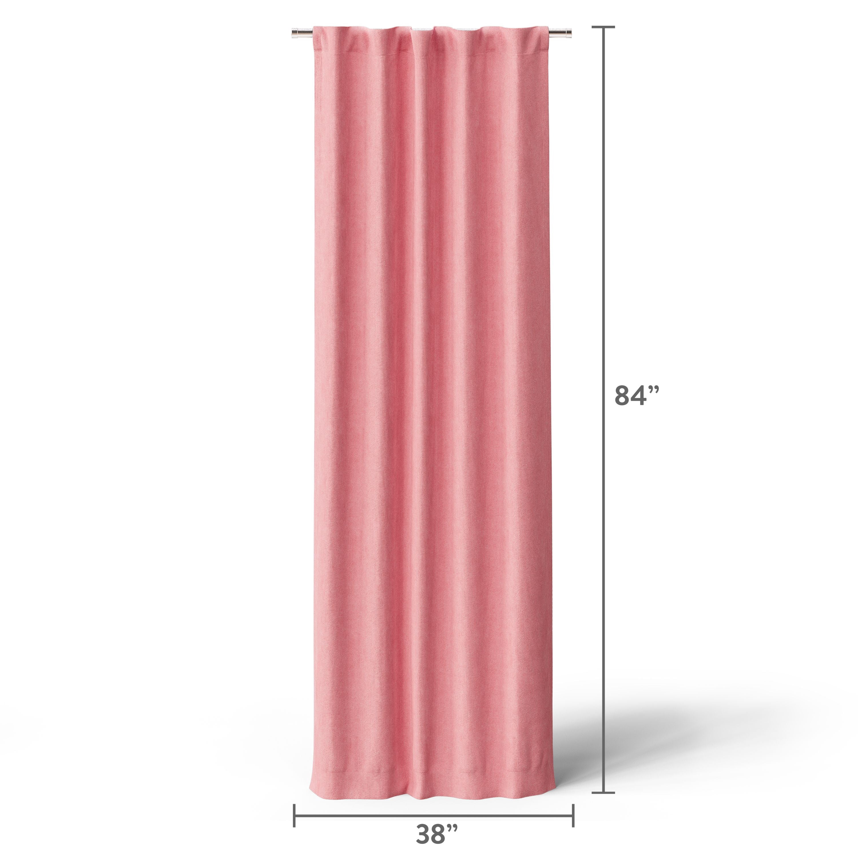 Mainstays Kids Pink Ribbed Corduroy Blackout Single Curtain Panel, Rod Pocket with Back Tabs, 38 in x 84 in