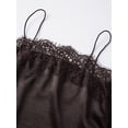 thumbnail image 4 of Camiseta sin mangas de satén con ribete de encaje para mujer, estilo veraniego, con tirantes finos y corte holgado., 4 of 9