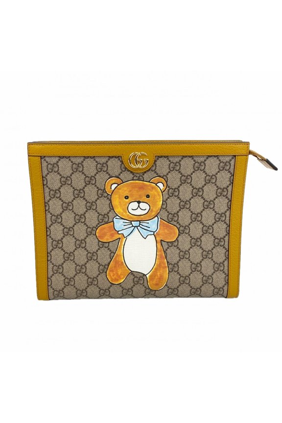 Pre-Owned Gucci GG Supreme Clutch Bag 660513 Brown Women's OP010304
